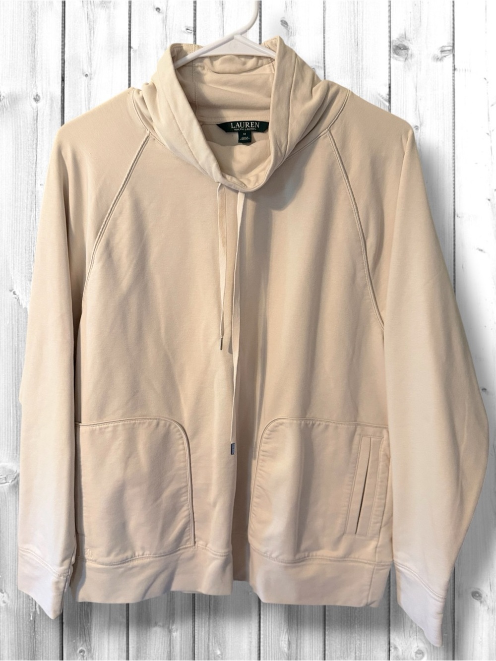 🌼Lauren Ralph Lauren Cream Cowl Neck Drawstring Pullover